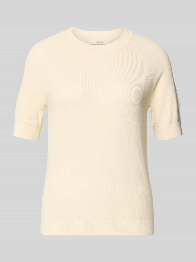 Sweter dzianinowy o kroju regular fit z mieszanki wiskozy i bawełny model 'ELINNA'