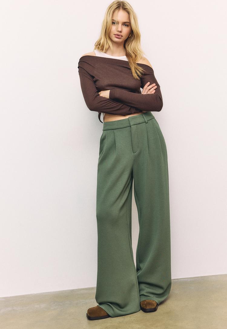 Stradivarius Spodnie wizytowe o miękkim dotyku Khaki 38