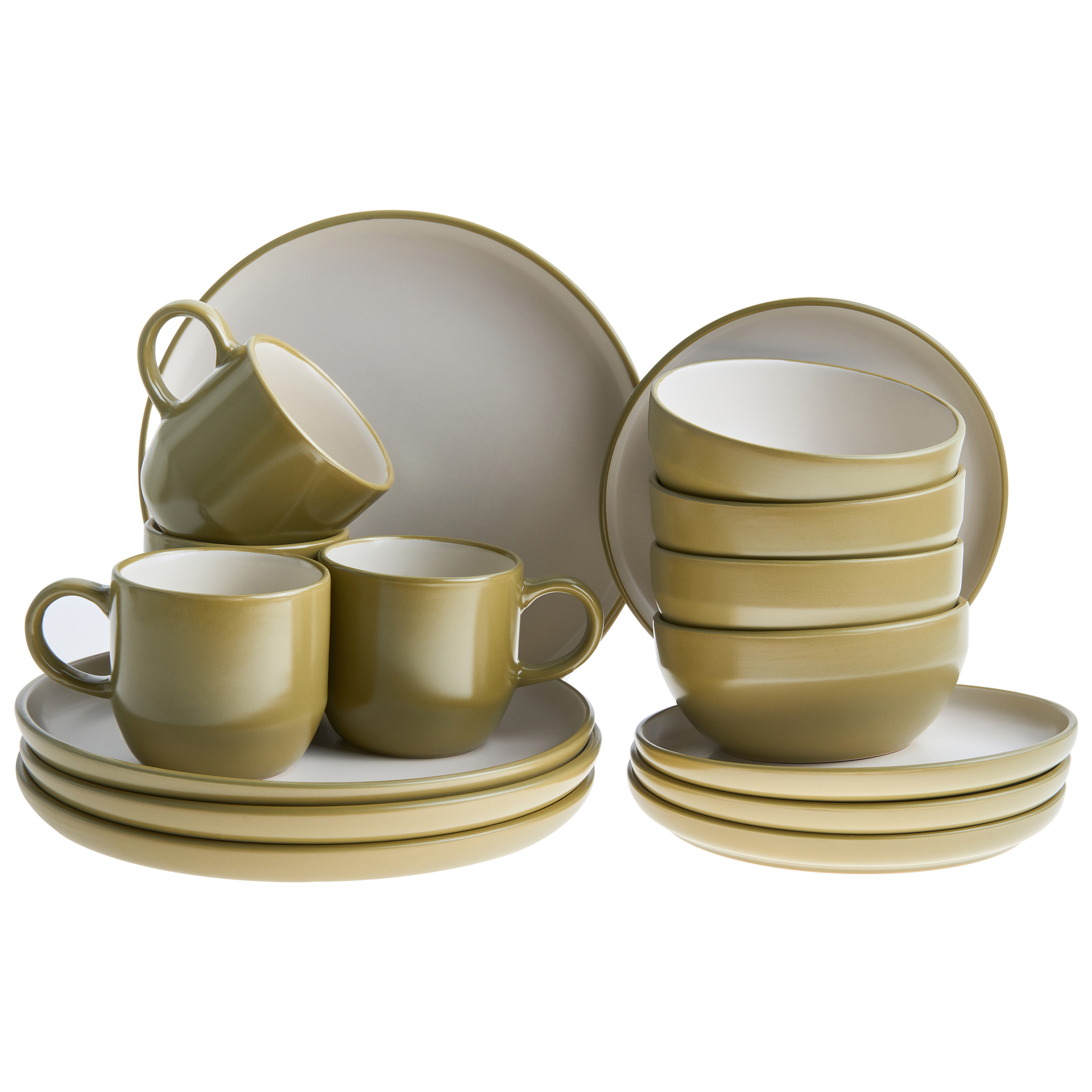 Zastawa stołowa 16-częściowa NUTMEG Kamionka Zielony