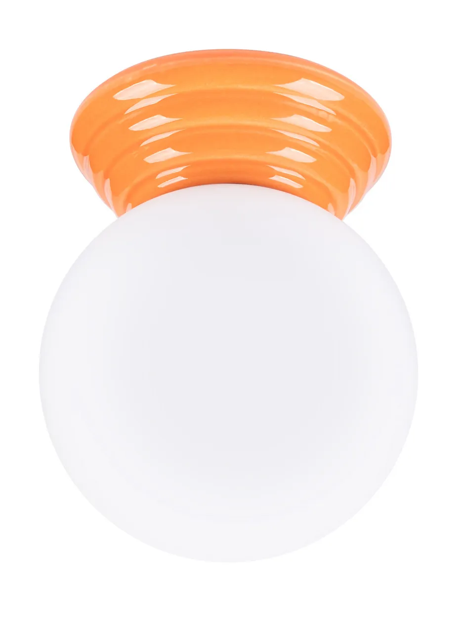 Pomarańczowy szklany plafon z okragłym kloszem - M165-Weskom