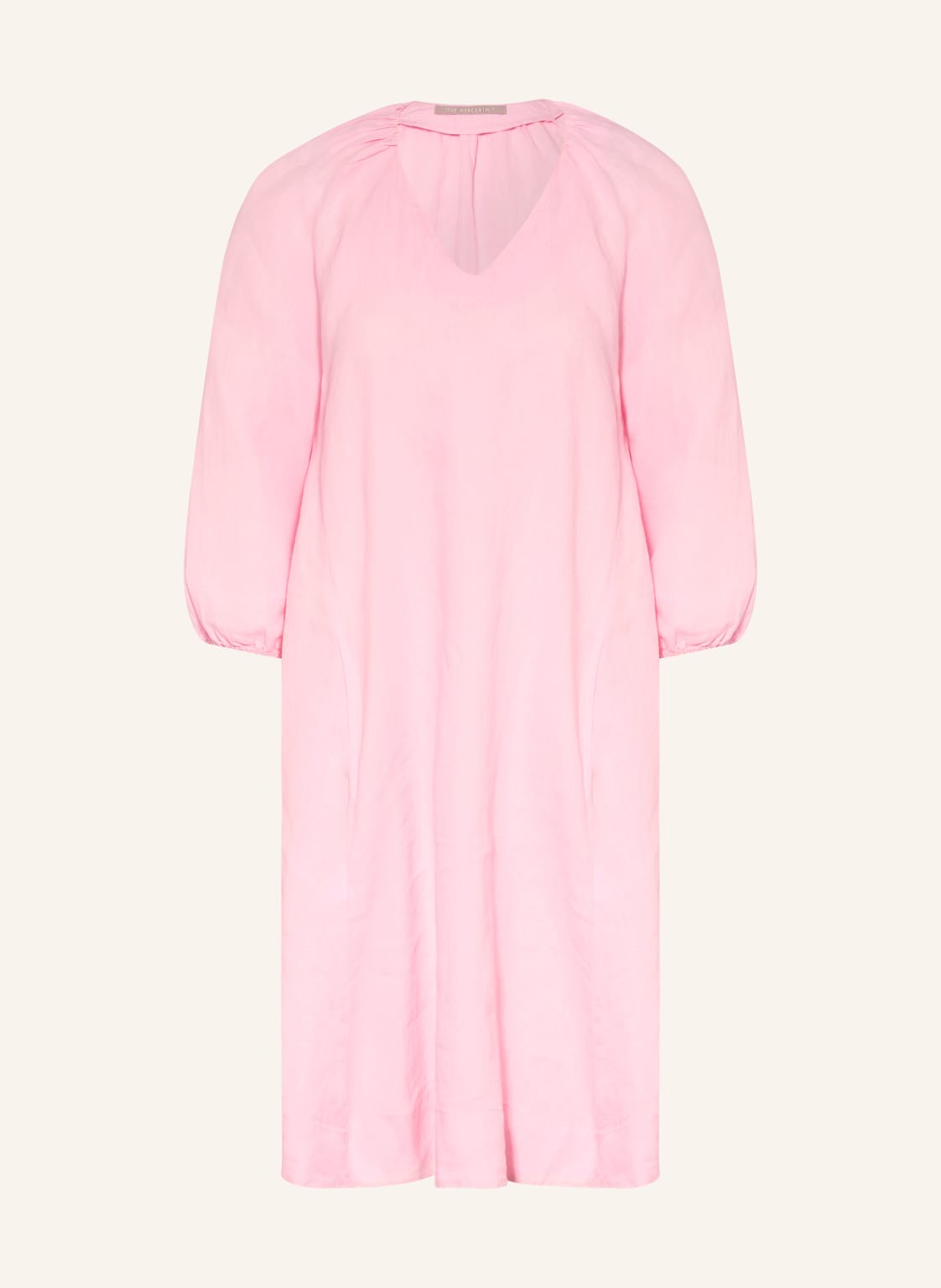 (The Mercer) N.Y. Sukienka Lniana Z Rękawami 3/4 rosa