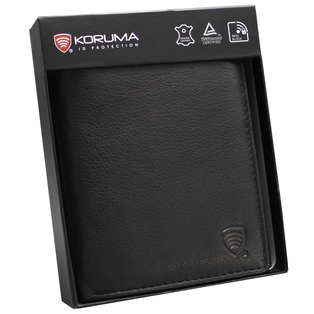 Portfel skórzany męski z zabezpieczeniem RFID BLOCK (czarny)