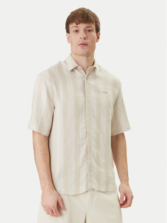 Guess Koszula M6GH28 W1717 Beżowy Regular Fit