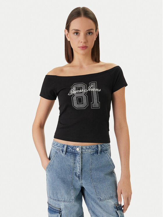 Guess Jeans T-Shirt W6GI07 J1314 Czarny Regular Fit