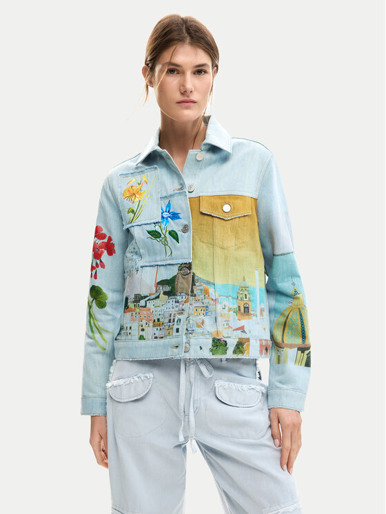 Desigual Kurtka jeansowa Indi 26SWED02 Błękitny Regular Fit