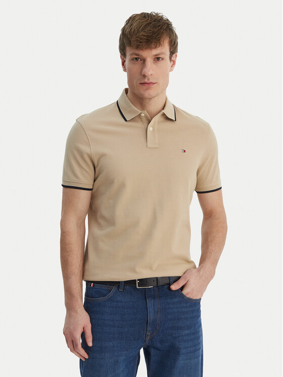 Tommy Hilfiger Polo Pique MW0MW42749 Beżowy Regular Fit
