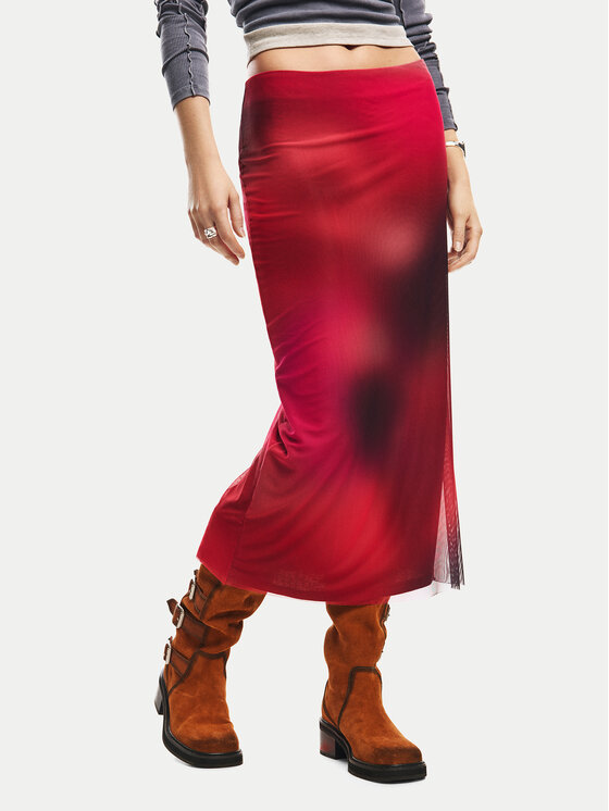 Desigual Spódnica ołówkowa Asmee 26SWFK02 Czerwony Slim Fit