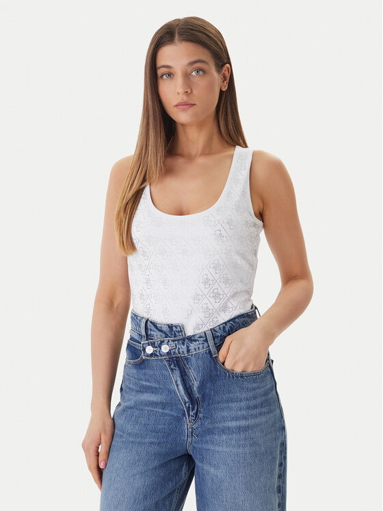 Guess Top W6GP10 K2932 Biały Regular Fit