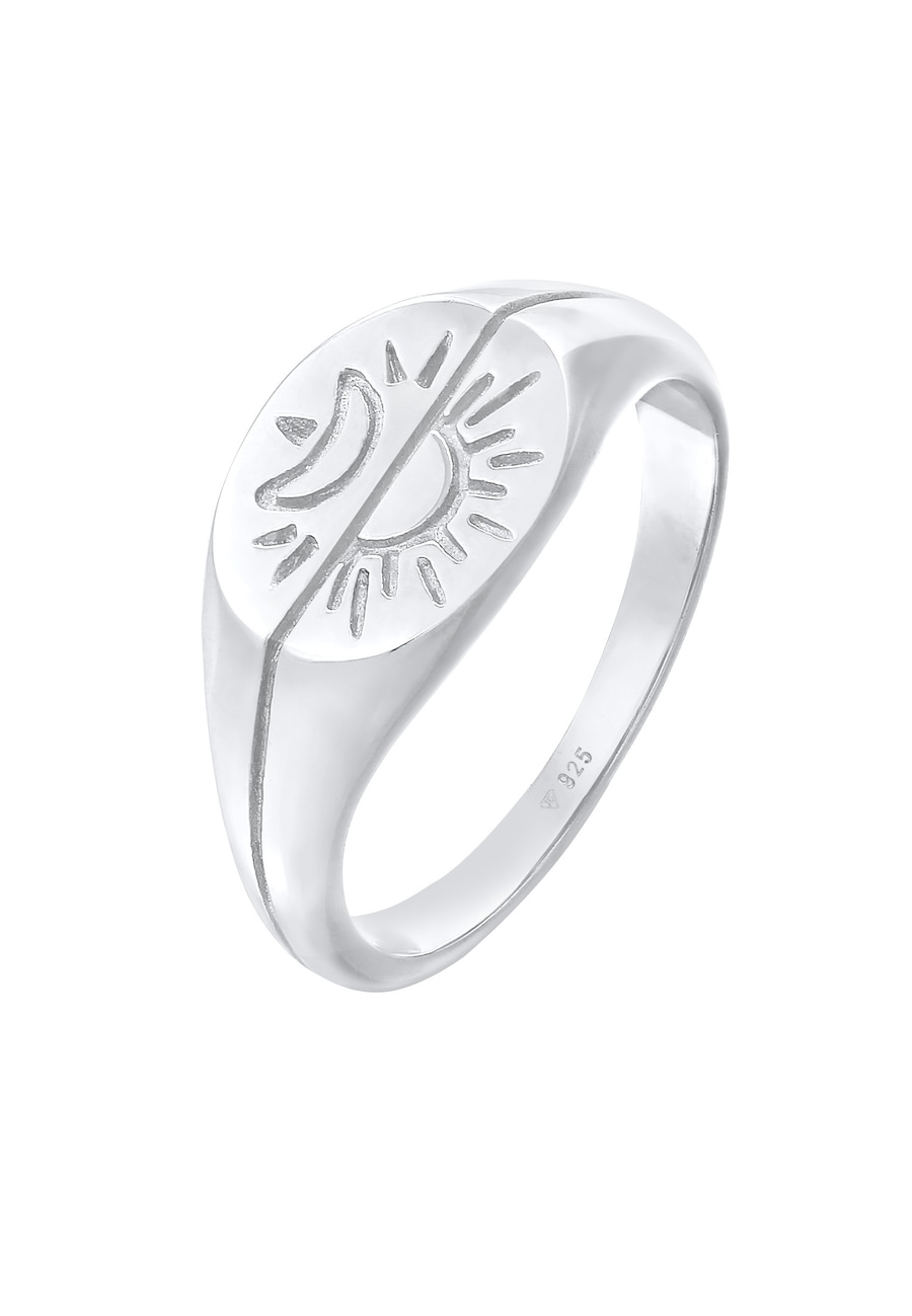 Elli Damski sygnet Słońce Księżyc Astro Boho Trend Blogger w srebrze 925 Sterling Silver Pierścionki 1 ct