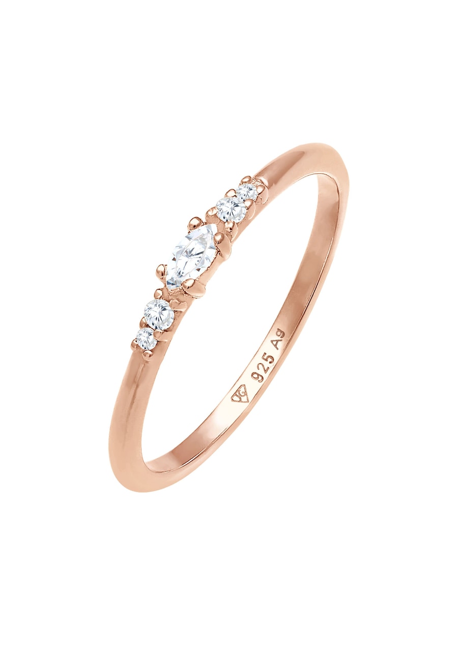 Elli Damski markiz elegancki zaręczyny z kryształami cyrkoni w srebrze 925 Sterling Silver Pierścionki 1 ct