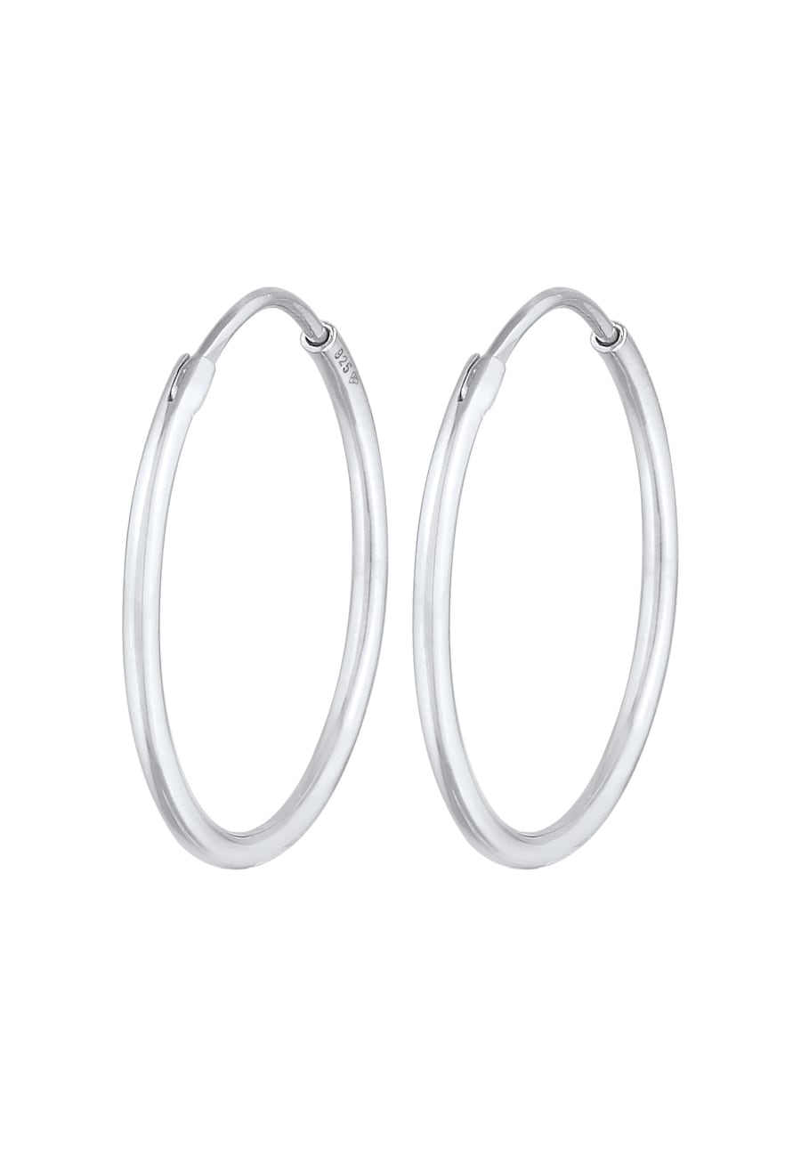 Elli Damskie kreole Round Basic Classic Timeless w pozłacanym srebrze 925 Sterling Silver Kolczyki 1 ct