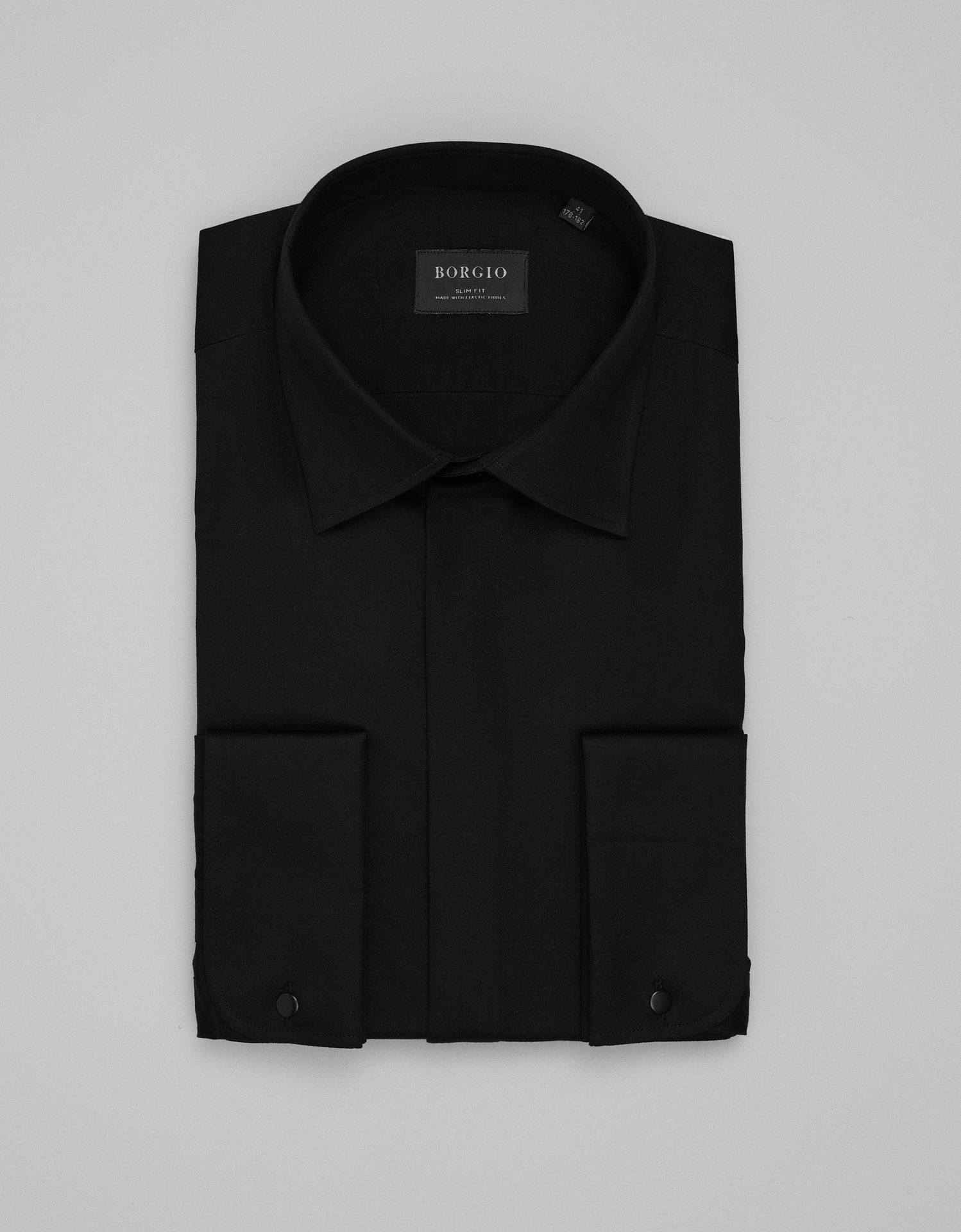 koszula mozza 00656 na spinki czarna slim fit