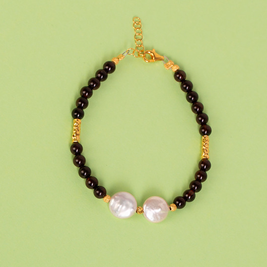 Bransoletka z bursztynem i perłami