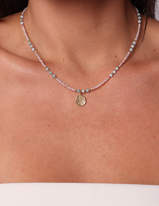 Naszyjnik kamień larimar opal z zawieszką