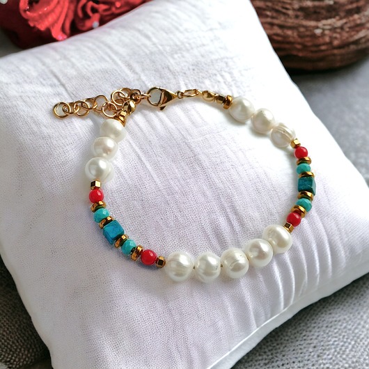 UNIKAT : perły etno : bransoletka