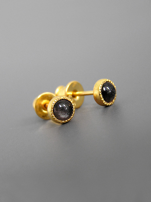 Kolczyki z obsydianem, srebro pozłacane