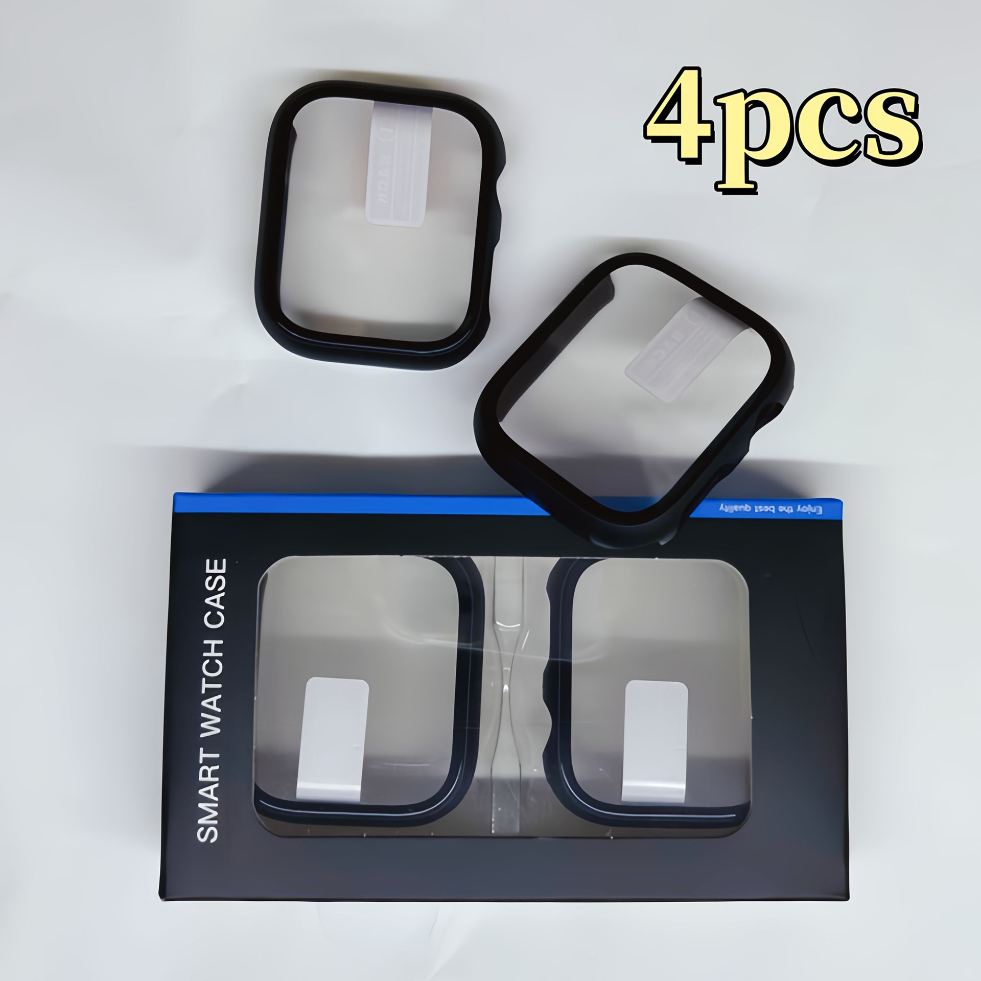 TEMU 4 szt. Pełna Ochrona Etui PC z Wbudowaną Szkła Ekranu, Kompatybilne z Apple Watch 41mm/45mm – Całkowita Ochrona, i Odporne na Zarysowania,