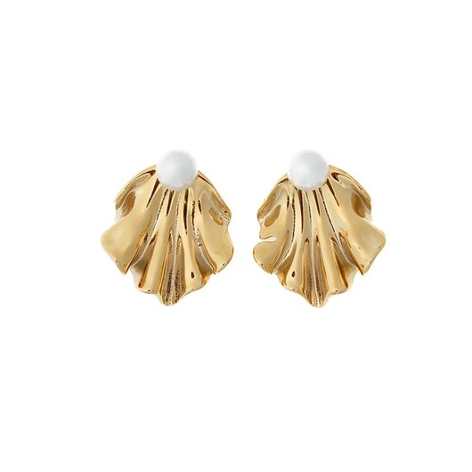 Pozłacane kolczyki muszla z Perłą