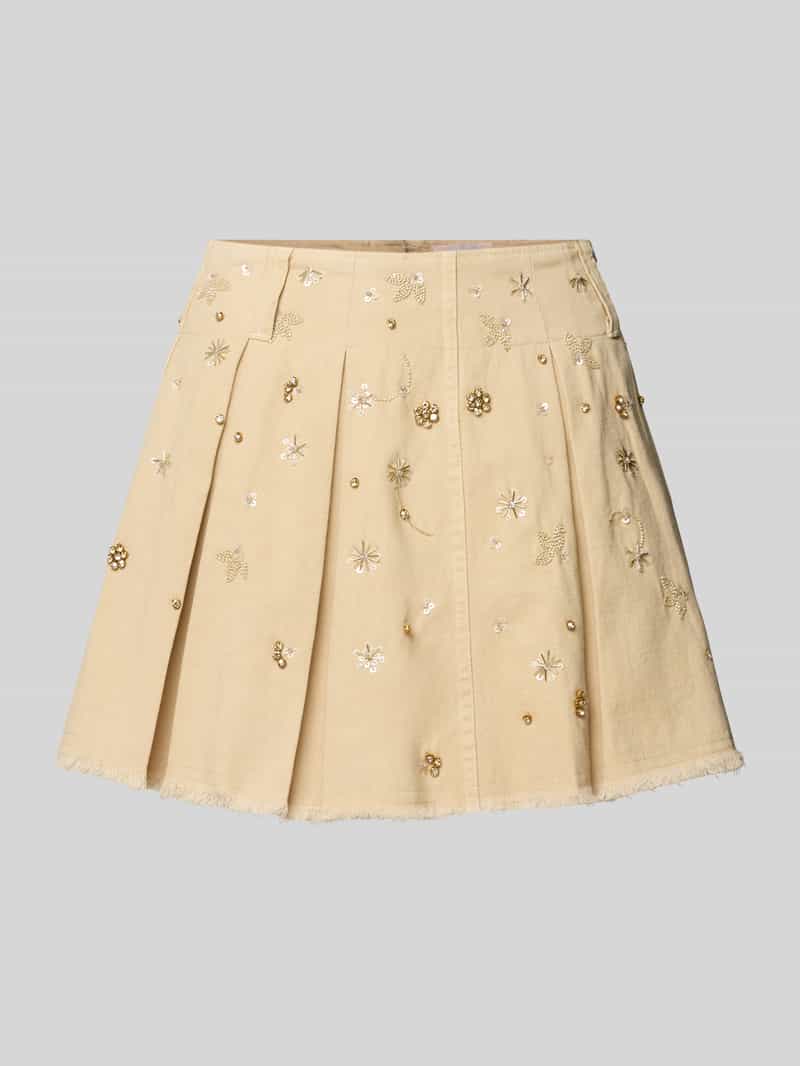 Spódnica plisowana z Cekiny, Perły i Obszycie z ozdobnymi kamieni