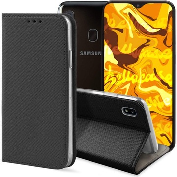 Etui Z Klapką Do Samsung Galaxy A20E Czarne Zamykane Magnetyczne Kabura