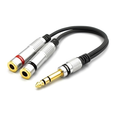 Vitalco Adapter Wtyk Duży Jack 6.3 Trs Stereo 2X Gniazdo 6.3 Ts Mono