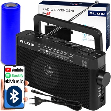 BLOW Radio Przenośne Am/fm Bluetooth Akumulator Usb Aux Sd