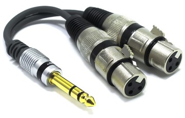 Adapter 2X Wtyk Xlr Żeński Jack 6.3 Trs Stereo Vitalco Kabel 6.3mm