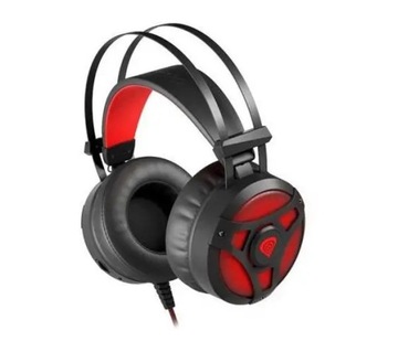 Genesis Słuchawki przewodowe Neon 360 Nauszne Czarno-Czerwone