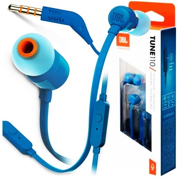 Jbl Tune 110 niebieskie – przewodowe, minijack 3.5 mm, Pure Bass
