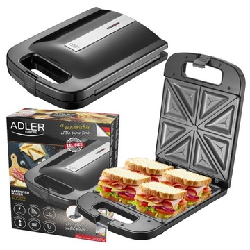 Opiekacz Toster XXL 4 Duże Kanapki Tosty Sandwich 2000W Szybkie Grzanki XL