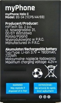 Oryginalna bateria do myPhone Halo C BS-34 1900mAh