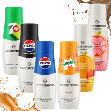 6x Syrop Koncentrat Sodastream 6 Smaków Do Saturatora 9l Napoju z 440ml