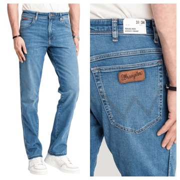 Wrangler Texas Stretch Spodnie Męskie Jeans Proste Klasyczne W34 L32