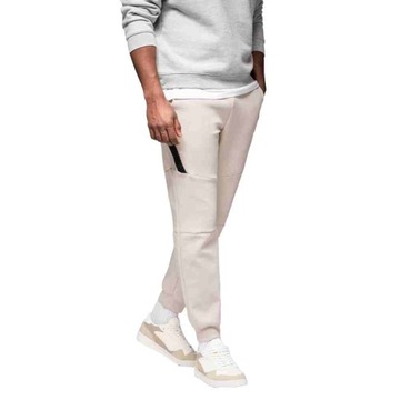 Męskie spodnie dresowe ze ściągaczami piaskowe Ombre OM-PASK-0226 V6 r. L