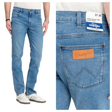 Wrangler Greensboro Jeansy Męskie Proste Klasyczne Regular Fit W33 L30