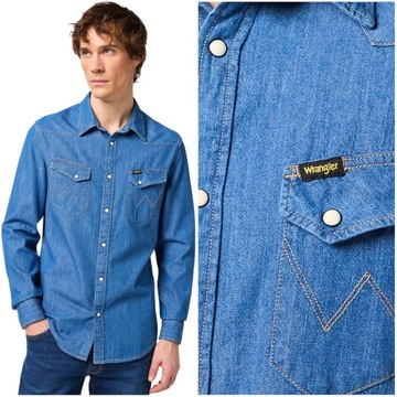 Wrangler Western Shirt Mid Stone dopasowana koszula jeansowa Slim Fit XXL
