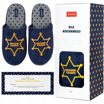 Soxo kapcie męskie dziadek rządzi 41-42 śmieszny dla dziadka