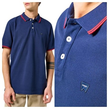 Męska Koszulka Polo Wrangler Granatowa Klasyczna Bawełniana XL