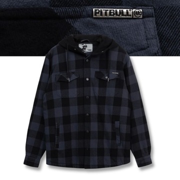Męska Kurtka Flanelowa Pitbull Bawełniana z Kapturem Pioneer Przejściowa