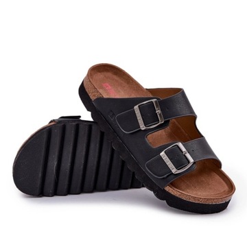 Klapki Męskie Lekkie Eko Skóra Klamy Pianka Big Star NN174531 Czarne 45