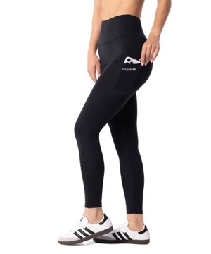 Legginsy damskie sportowe wysoki stan kieszenie Libra Carpatree XL czarne