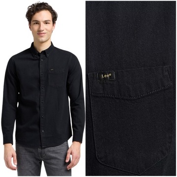 Lee Button Down Black klasyczna czarna koszula bawełniana męska Regular M