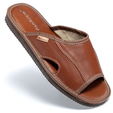 Kapcie Męskie Skórzane, Klapki Domowe Regionalne Odkryte 40-46 PanSzew