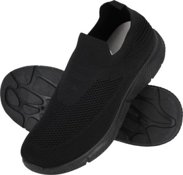 Buty męskie sportowe wciągane Bez Sznurówek wsuwane Lekkie Sami Czarne r.45