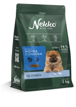 NEKKO GF Puppy Średnie Duże Rasy Indyk Łosoś Sucha Karma Psa Szczeniąt 2kg