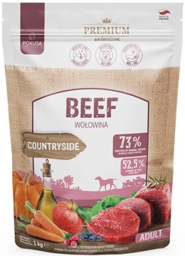 Pokusa Premium Selection - Karma Sucha Wołowina Dla Psów Dorosłych 1Kg