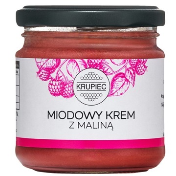 Miód z maliną kremowany naturalny liofilizowana malina 250g polski