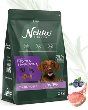 NEKKO GF Adult Średnie Duże Rasy Indyk Jagnięcina Sucha Karma Dla Psa 2kg