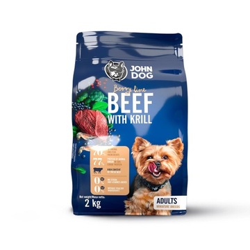 John Dog Wołowina z Krylem 2kg dla dorosłych psów ras mini Berry Line
