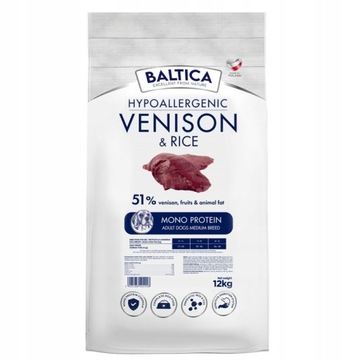 Baltica Hypoallergenic Venison & Rice Adult Medium Breeds 12kg
